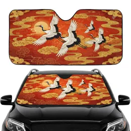 Red-crowned Cranes Golden Sun Auspicious Clouds - Car Interior Upgrade Car Sunshade