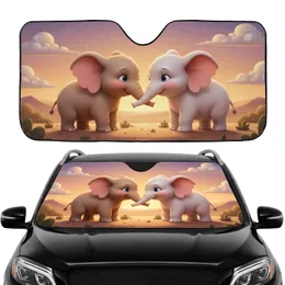 Baby Elephants Lavender Butterfly Savanna Landscape - Commute Road Trip Car Interior Car Sunshade