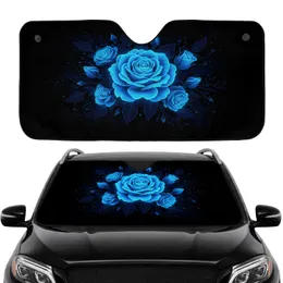 Bioluminescent Blue Roses Cosmic Night Sky Car Interior Upgrade Rose Lover Gift Car Sunshade