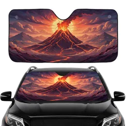 Erupting Volcano Fiery Lava Mountains - Scenic Road Trip Travel Accessory Car Sunshade