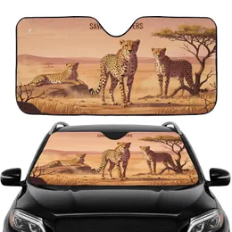 Three Cheetahs African Savanna Horizon - Road Trip Gift for Wildlife Lover Car Sunshade