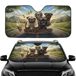 Pug Dog Family Road Trip Adventure - Travel Essentials for Dog Lover Car Sunshade