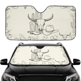 Majestic Bull Skull Cowboy Hat Boots Cinematic Desert Road Trip Gift Car Sunshade