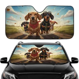 Dachshunds Sunglasses Bandana Puppies - Road Trip Gift for Dog Lover Car Sunshade