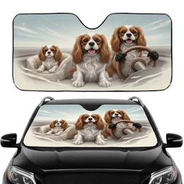 Cavalier King Charles Spaniels Driving Adventure - Road Trip Gift for Dog Lovers Car Sunshade