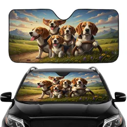 Beagles Open Road Panoramic Landscape - Road Trip Gift for Beagle Lover Car Sunshade