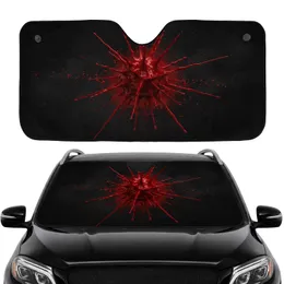 Massive Blood Splatter Viscous Crimson Red - Charcoal Black Smoke Trails Commute Accessory Car Sunshade