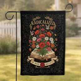 Radicalized By Basic Decency Open Book Wildflowers - Statement Home Decor Garden Flag