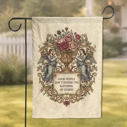 Angelic Peace Sign Urn Floral Banner - Meaningful Home Decor Gift Garden Flag
