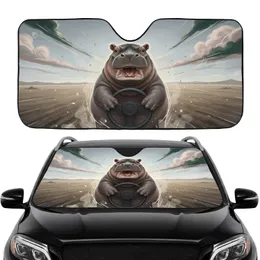 Smiling Baby Hippo Steering Wheel Adventure - Road Trip Travel Essentials Car Upgrade Car Sunshade