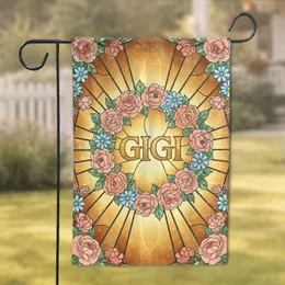 Gigi Stained Glass Roses Camellias Daisies Art Nouveau Home Decor Gift for Gigi Garden Flag