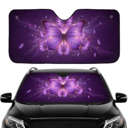 Purple Butterflies Golden Bokeh Glowing Mist Car Interior Upgrade Car Sunshade