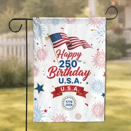 Happy 250th Birthday USA Waving Flag 1776-2026 - USA 250th Anniversary Independence Day Garden Flag