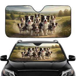 Dynamic Border Collies Family Group - Open Road Trip Travel Essentials for Dog Lovers Car Sunshade