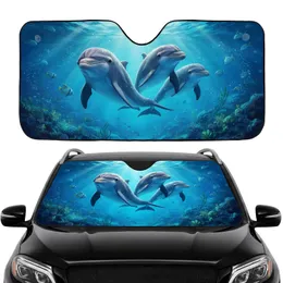 Graceful Bottlenose Dolphins Dappled Light Ocean - Road Trip Travel Essential Car Sunshade
