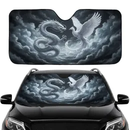 Chinese Dragon Roaring Phoenix Mythical Battle - Car Interior Upgrade Gift Car Sunshade