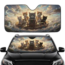 Six Kittens Adventurous Journey - Road Trip Gift for Kitten Lover Car Sunshade