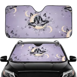 Black Butterflies Crescent Moon Thistle Spiraling Foliage Car Interior Upgrade Car Sunshade