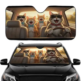 Cats Cruising Sunglasses Bowties - Road Trip Gift for Cat Lovers Car Sunshade