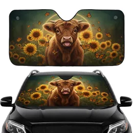 Baby Highland Cow Sunflowers Butterflies - Car Interior Upgrade for Cow Lover Car Sunshade