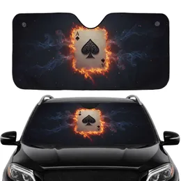 Ace of Spades Black Golden Orange Flames Blue Smoke Road Trip Accessory Car Sunshade