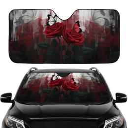 Thorny Red Roses Monarch Butterflies Grunge - Car Interior Upgrade Car Sunshade