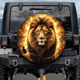 Regal Golden Stardust Lion Black Cat Lyotta - Wildlife Lover Vehicle Gift Spare Tire Cover