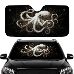 White Grey Octopus Turbulent Aquatic Abyss - Car Interior Upgrade Car Sunshade