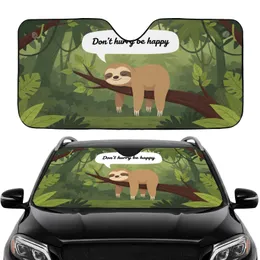 Smiling Sloth Tree Branch 'Don't Hurry Be Happy' - Car Interior Upgrade Sloth Lover Gift Car Sunshade