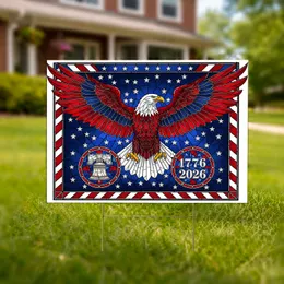 Bald Eagle Liberty Bell 1776-2026 - USA 250th Anniversary Stained Glass Mosaic Yard Sign