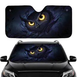 Intensely Glowing Golden Owl Eyes Dark Mystical Forest Ancient Branches Car Interior Upgrade Car Sunshade