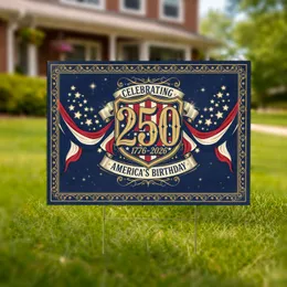Vintage 250th Anniversary 1776-2026 Patriotic Shield Bunting - America's Birthday Celebration Yard Sign