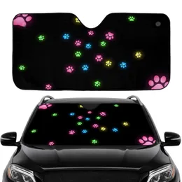 Cosmic Rainbow Glowing Paw Prints - Car Interior Upgrade for Pet Lovers Car Sunshade