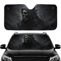 Tattered Hooded Cloak Human Skull Ethereal Mist Ancient Ruins - Car Interior Upgrade Car Sunshade