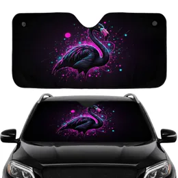 Neon Pink Blue Glow Flamingo Luminous Nebulae Rings - Car Interior Upgrade Car Sunshade