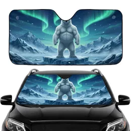 Muscular Polar Bear Arctic Northern Lights - Wildlife Lover Car Accessory Car Sunshade