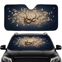 Botanical Winding Branches Blossom Butterfly Nocturnal Sky - Car Interior Upgrade Car Sunshade