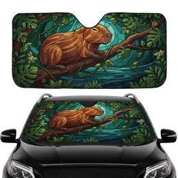 Capybara Tropical Rainforest Scene - Road Trip Gift Car Sunshade