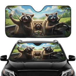 Raccoons Selfie Road Trip - Open Road Adventure Car Journey Car Sunshade