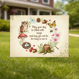 Magic Quote Owl Butterfly Bird Nest Woodland Garden - Garden Decor Gift Yard Sign