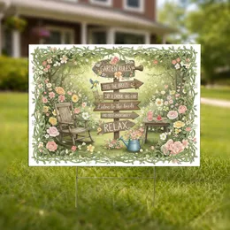 Garden Rules Wooden Arrow Signs Farmhouse Home Decor for Garden Lover Yard Sign