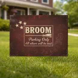 Broom Parking Only Sign with Stars - Everyday Rustic Home Decor Yard Sign