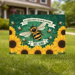 Bee Kind Honeybee Sunflowers Inspirational Message - Garden Yard Decor Gift Yard Sign