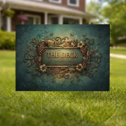 The Deck Sit Sip Relax Enjoy Antique Bronze Botanical - Outdoor Living Decor Gift Yard Sign