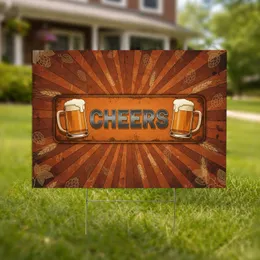 Cheers Beer Mugs Distressed Metal Plate Vintage - Home Bar Decor Gift for Beer Lovers Yard Sign