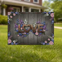 Rustic Love Heart Metal Wildflower Wood - Farmhouse Decor Gift Yard Sign