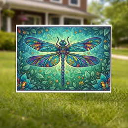 Ornate Dragonfly Mandala Garden Lush Floral Botanicals - Home Decor Gift Yard Sign