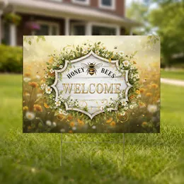 Honey Bees Welcome Sign Wildflower Garden - Home Decor Gift for Bee Lovers Yard Sign