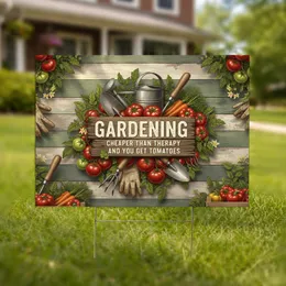 Rustic Gardening Cheaper Than Therapy Tomatoes Tools - Farmhouse Garden Gift Yard Sign