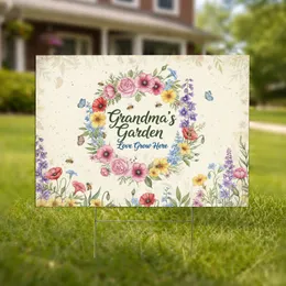 Grandma's Garden Wildflower Bees Butterflies - Outdoor Home Decor Gift for Grandma Yard Sign